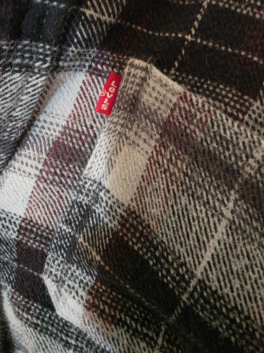 Levi's Men's Plaid Hooded Flannel Shirt Jacket Hoodie Gray/Black/Red Size XL